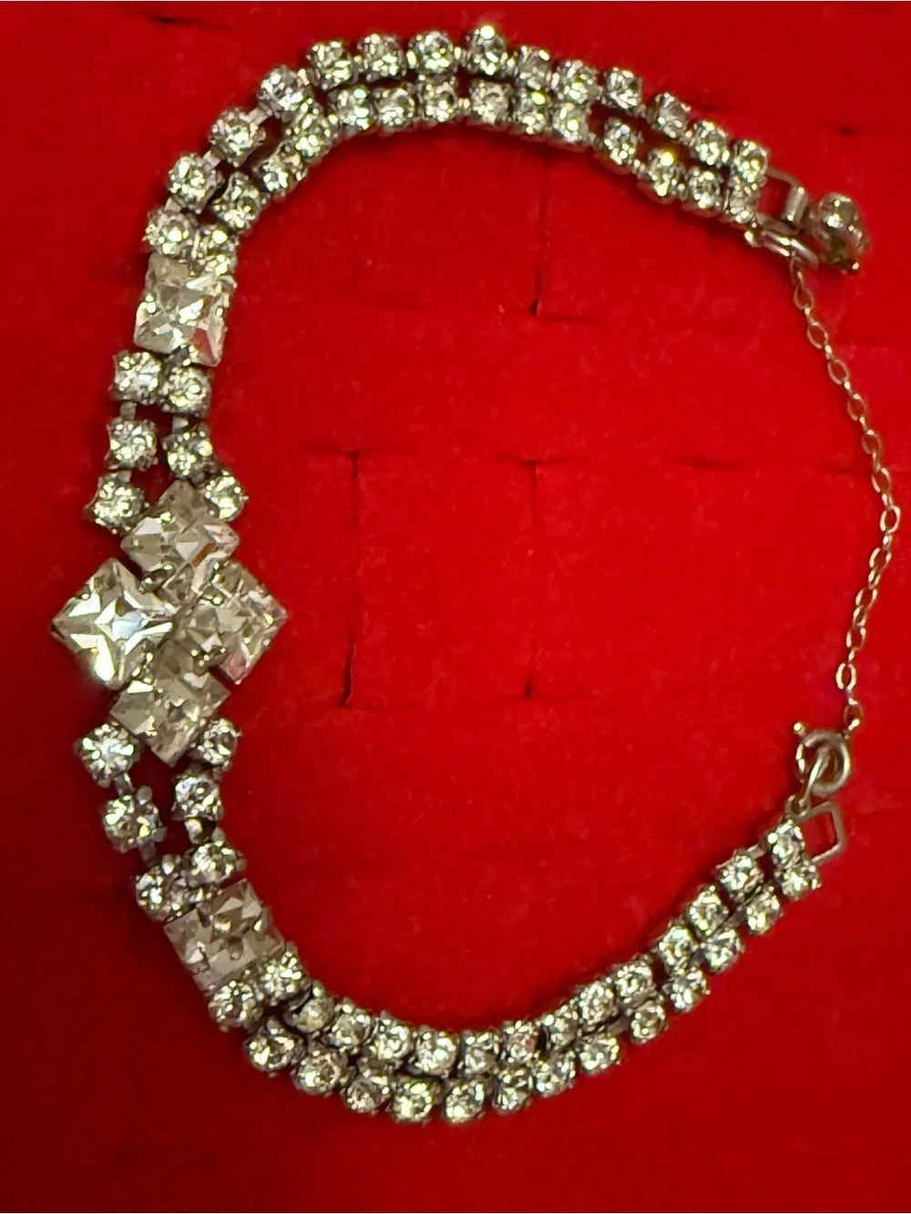 Vintage Rhinestone Clear Silver Tone Bracelet